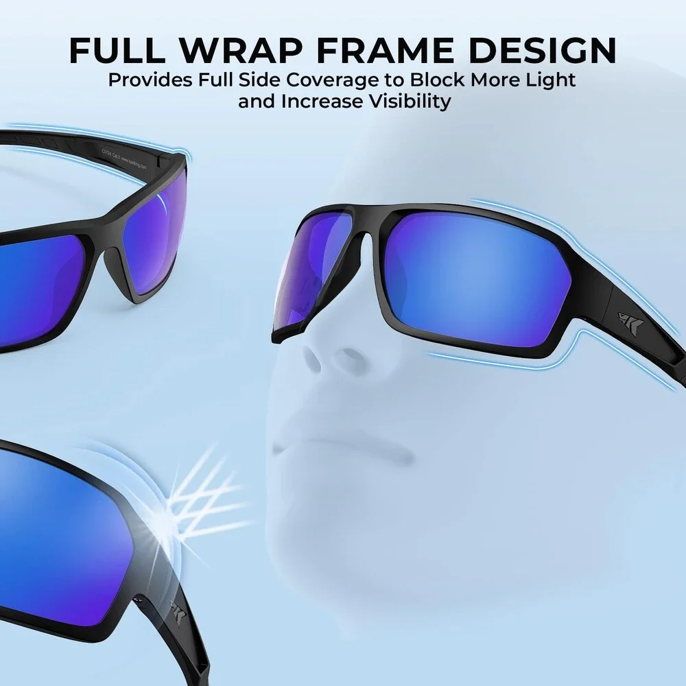 KastKing Chippewa Polarized Sunglasses UV400 Protection Full Wrap 10mm TAC